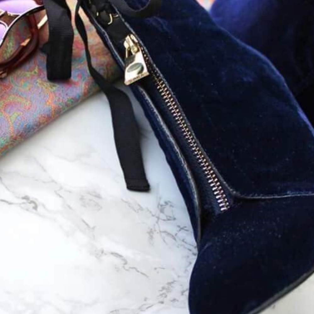 Velvet blue booties